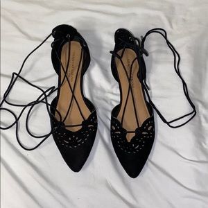 Black Lace Up Flats WORN ONCE